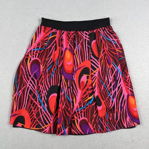 Milly Of New York Skirt Women’s 2 Multicolor Peacock Feather Pleated Knee Length - Picture 14 of 16